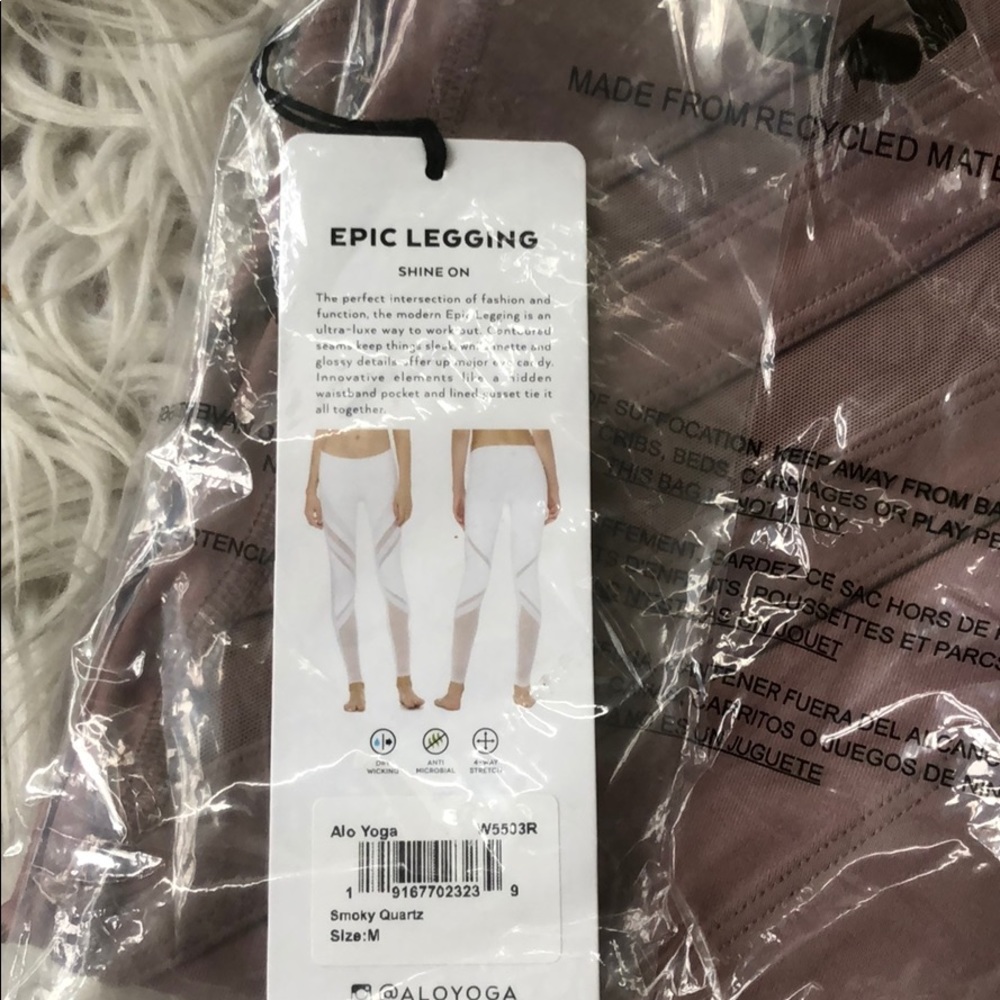NEW • Alo Yoga • Epic Mesh Pink Leggings Quartz - Picture 8 of 8